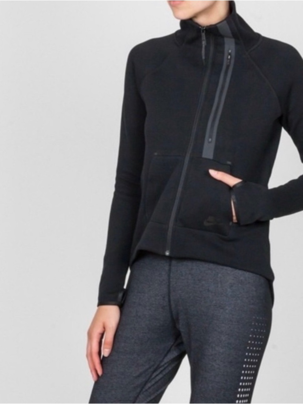 Nike Tech Fleece Moto Cape in Black Full Zip